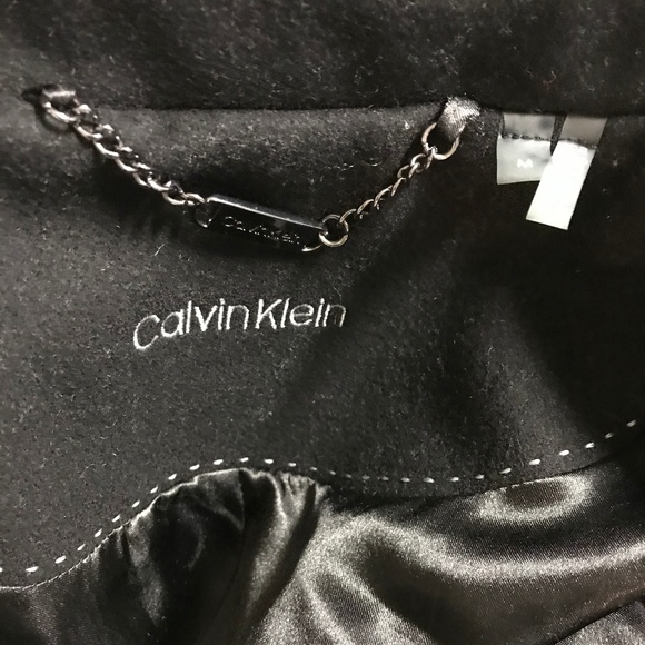 Calvin Klein Women's Wool Blend Black Trench Coat - Picture 10 of 12